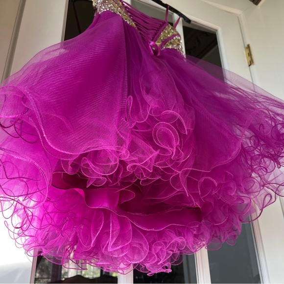 Pink Metallic Toole Corset Cocktail Dress - Picture 6 of 8